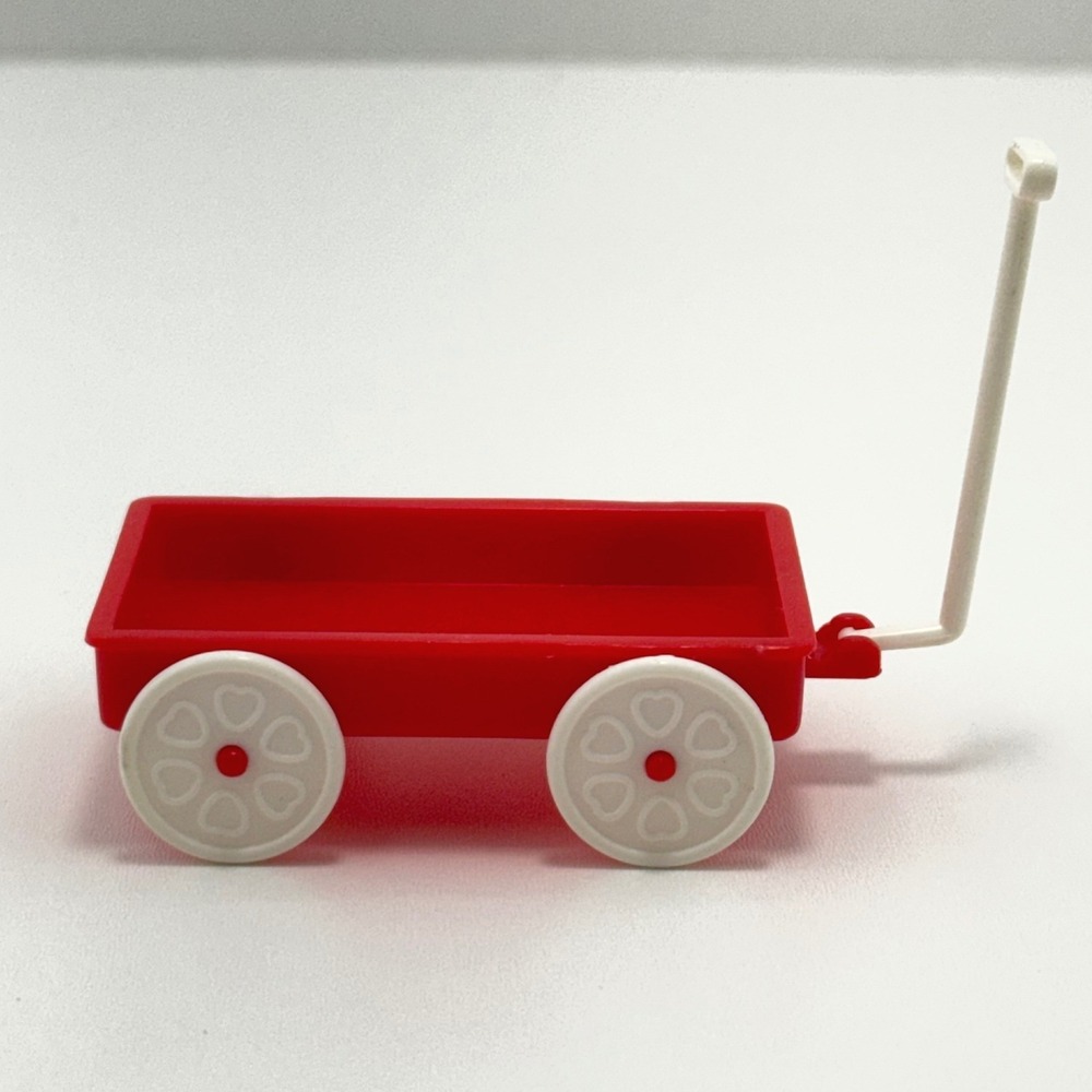Vintage 1996 Mattel Red Mini Wagon Accessory for Kelly Dolls‎ White Heart Wheels